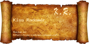 Kiss Radomér névjegykártya